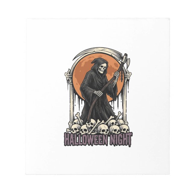 Bloc-note Chemise blanche gravure vintage Halloween Faucheur (Devant)