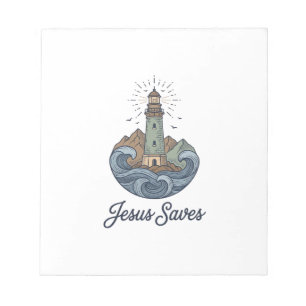 Bloc-note Chemise chrétienne vintage phare Jésus Sauve_1
