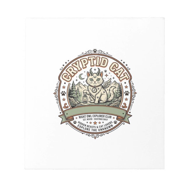Bloc-note Chemise Cryptide Chat Cryptide Chat Art Vector Vin (Devant)