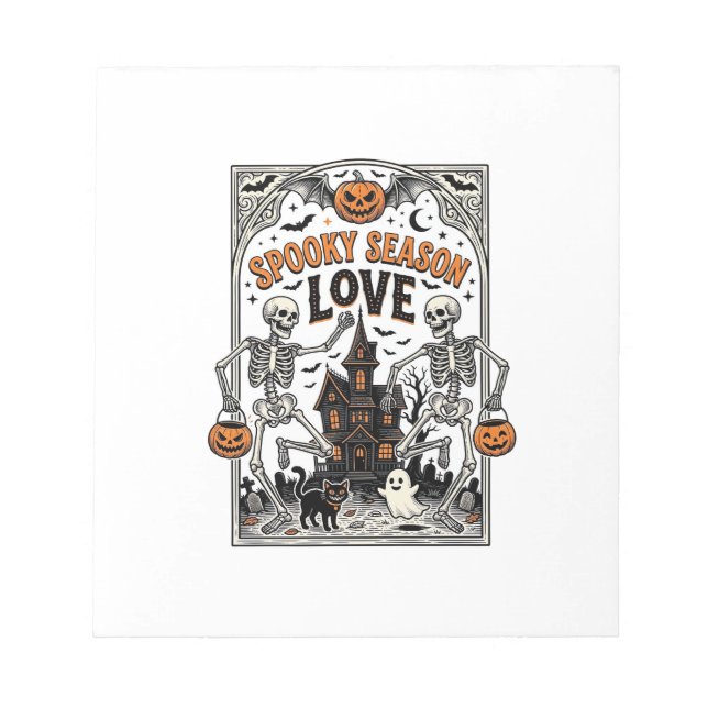 Bloc-note Chemise d'amour de saison effrayant squelette Hall (Devant)