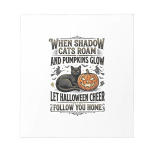 Bloc-note Chemise de chat noir Halloween Gravure de citrouil