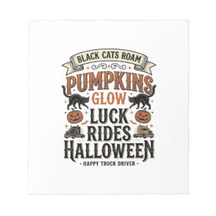 Bloc-note Chemise de chauffeur de camion Halloween avec chat