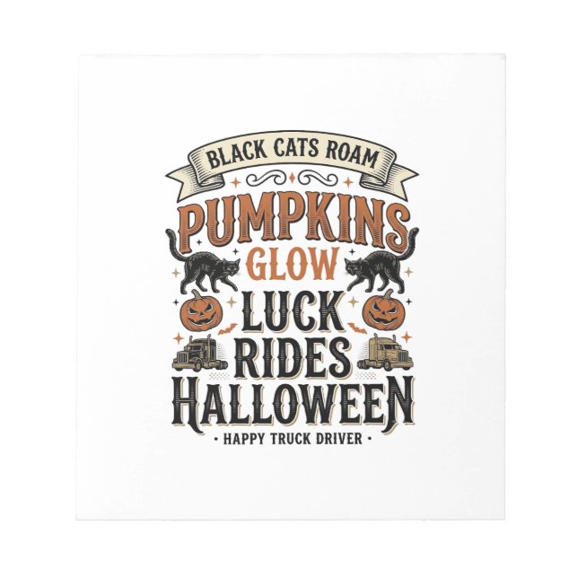 Bloc-note Chemise de chauffeur de camion Halloween avec chat (Devant)