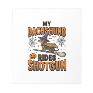 Bloc-note Chemise de Dachshund Halloween Sorcière Balai Roul