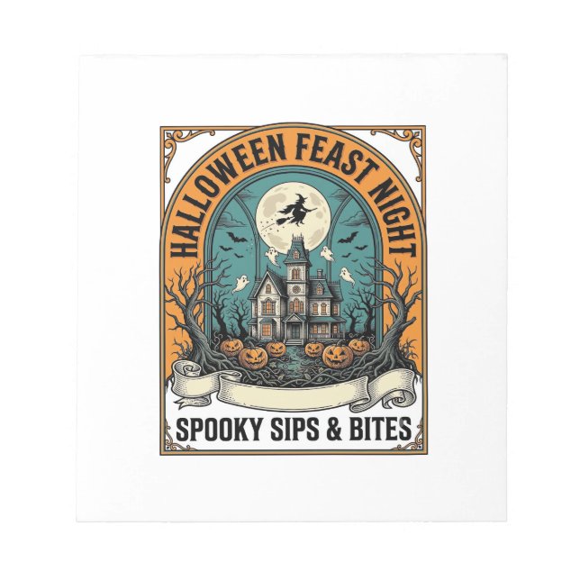 Bloc-note Chemise de fête d'Halloween Repas effrayant Maison (Devant)