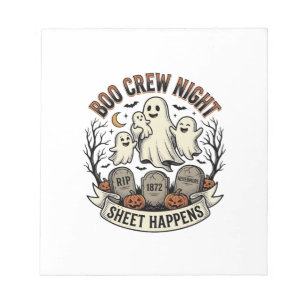 Bloc-note Chemise de fête Vintage Ghost Halloween Boo Crew S