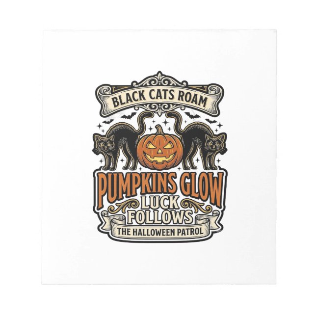 Bloc-note Chemise de garde de sécurité Halloween avec chats  (Devant)