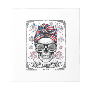 Bloc-note Chemise de gravure vintage de crâne patriotique de