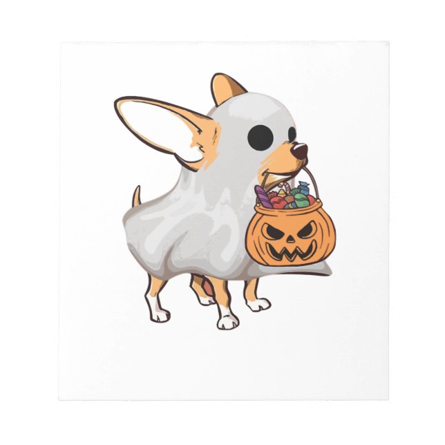 Bloc-note Chemise de Halloween Citrouille Fantôme Chihuahua (Devant)