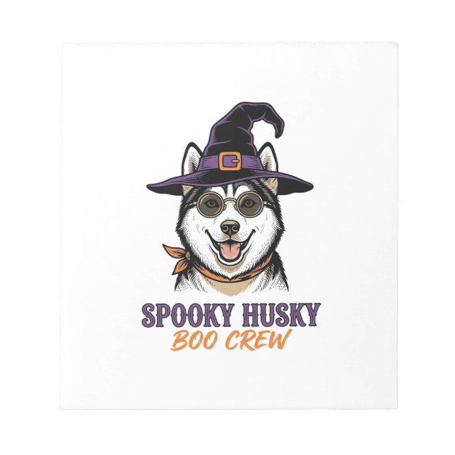 Bloc-note Chemise de Husky Halloween Sorcière Chien Graphiqu (Devant)