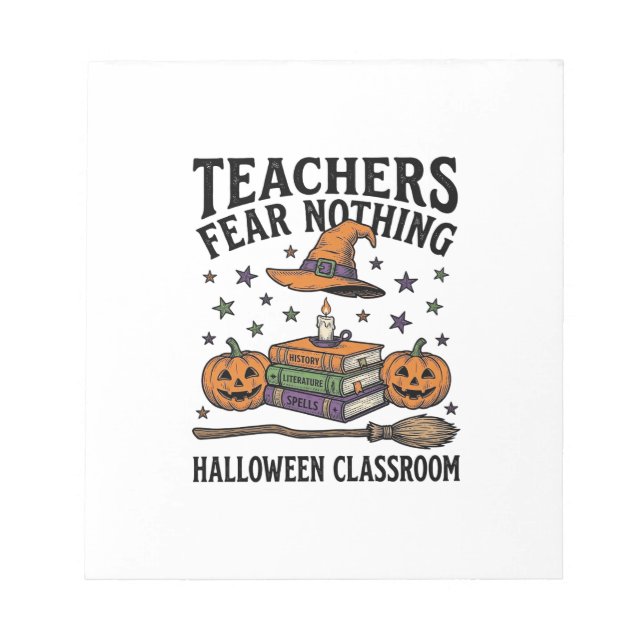 Bloc-note Chemise de professeur Halloween avec livres de sor (Devant)