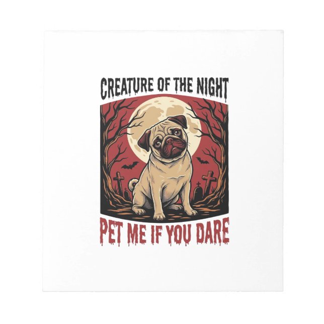 Bloc-note Chemise de Pug Halloween avec cimetière effrayant  (Devant)
