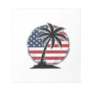 Bloc-note Chemise d'été Drapeau Américain Palmier Vintage_1