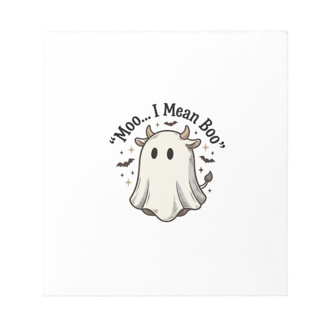 Bloc-note Chemise fantôme de vache mignonne Halloween Meugle (Devant)