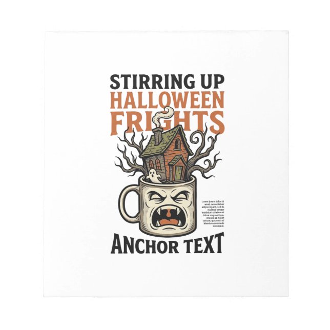 Bloc-note Chemise graphique de mug hanté Halloween Café effr (Devant)