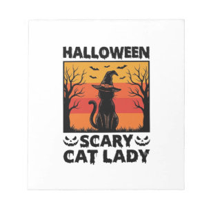 Bloc-note Chemise Halloween Dame de chat effrayant Gravure V