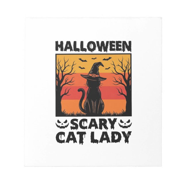 Bloc-note Chemise Halloween Dame de chat effrayant Gravure V (Devant)