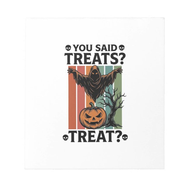 Bloc-note Chemise Halloween Fantôme avec Pun de friandise ef (Devant)