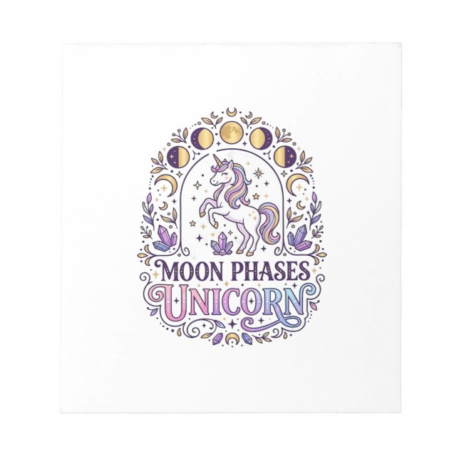 Bloc-note Chemise Licorne Phases Lunaires Licorne Fond Blanc (Devant)