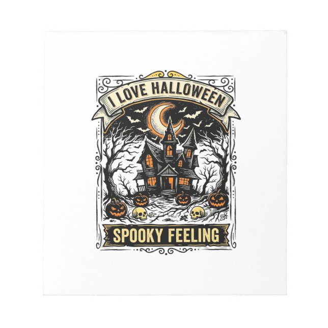 Bloc-note Chemise Sentiment Halloween Maison Hantée Vintage  (Devant)
