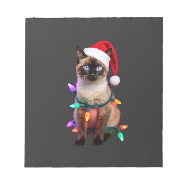 Bloc-note Chemise Siamese Cat Christmas Lights Xmas Chat Ama (Devant)