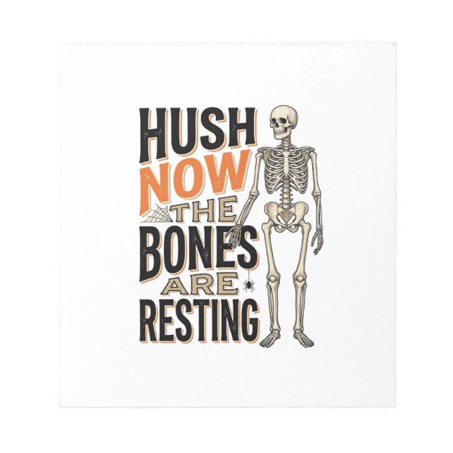 Bloc-note Chemise squelette drôle, gravure Halloween Hush No (Devant)