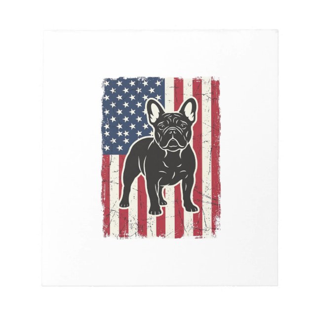 Bloc-note Chemise vintage drapeau patriotique Bouledogue fra (Devant)