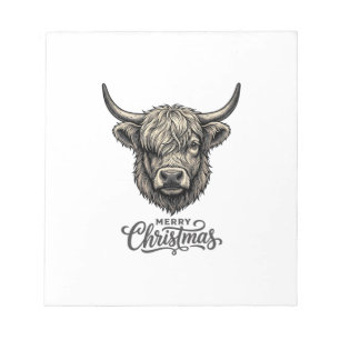 Bloc-note Chemise vintage Joyeux Noël Vache Highland_1