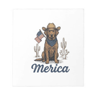 Bloc-note Chemise Vintage Merica Cowboy Chien Drapeau Améric