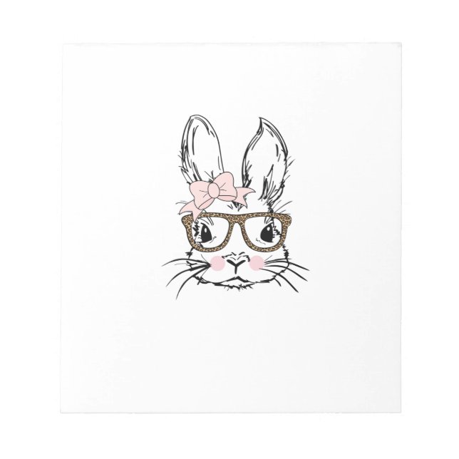 Bloc-note Chemise visage de lapin mignon Lunettes imprimées  (Devant)