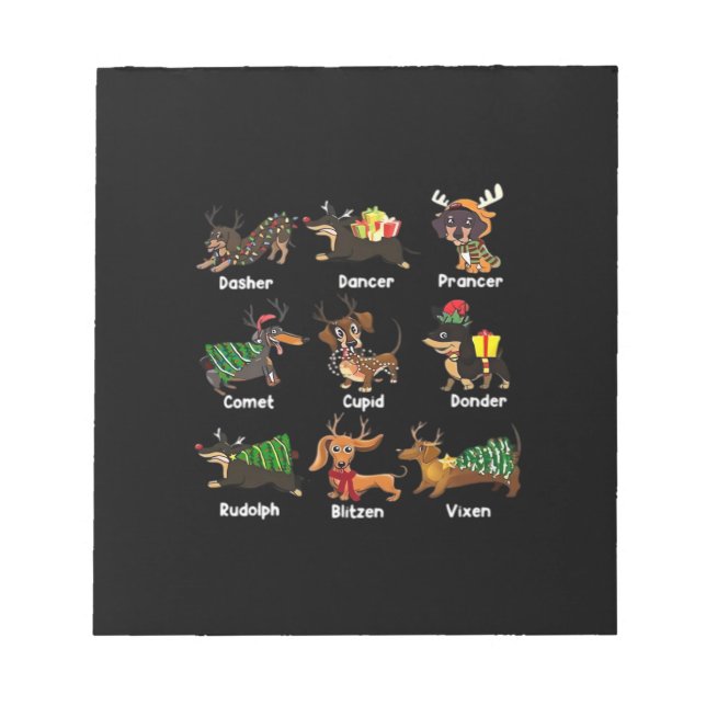 Bloc-note Chemises de Noël pour chiens Dachshund Chien T-Shi (Devant)