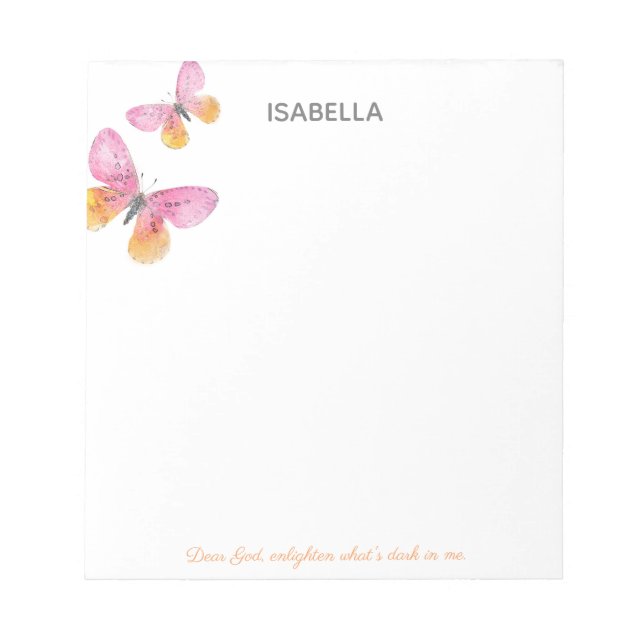 Bloc-note Cher Dieu, éclairer ce qui est noir Papillon papil (Devant)