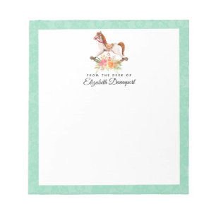 Bloc-note Cheval à roche vintage avec Bouquet floral