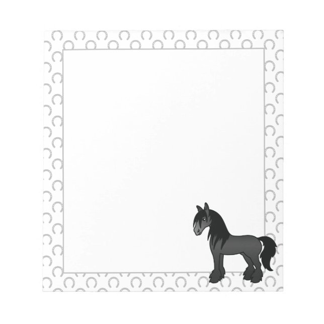 Bloc-note Cheval de dessin animé Black Gypsy Vanner Clydesda (Devant)