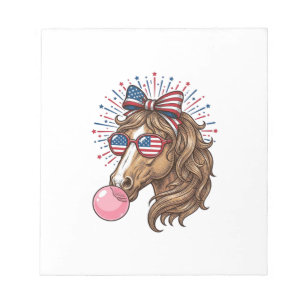 Bloc-note Cheval Patriotique Bubble Gum Vintage Vector T-Shi