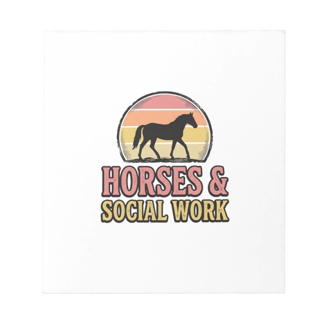 Bloc-note Cheval & Travail Social Retro Soleil Couchant Conc (Devant)
