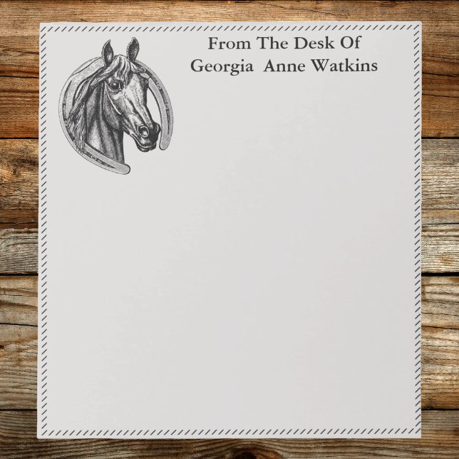 Bloc-note Cheval vintage Lucky (Personalized horse notepad with vintage design, perfect for equestrian lovers to jot notes in style.)
