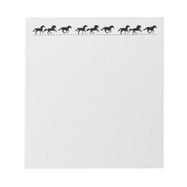 Bloc-note Chevaux amusants en course Silhouette noire Graphi (Devant)
