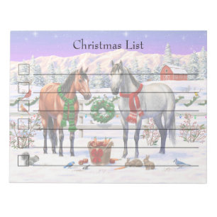 Bloc-note Chevaux de Noël dans la neige