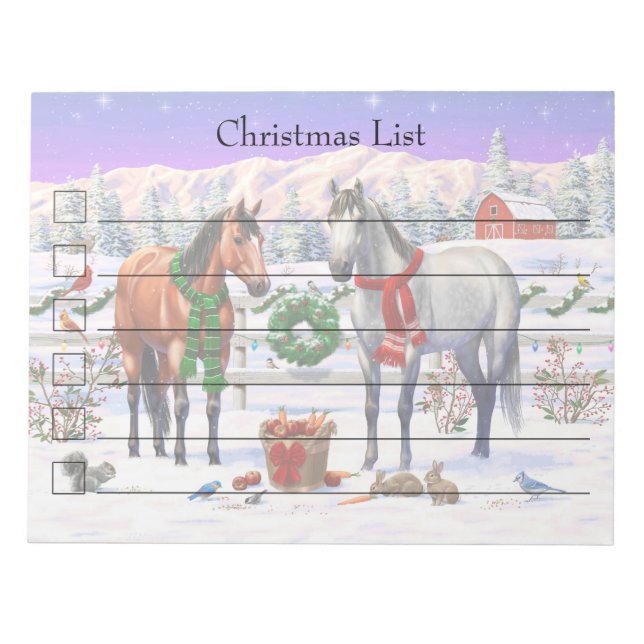Bloc-note Chevaux de Noël dans la neige (Devant)