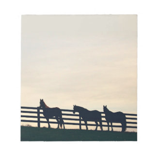 Bloc-note Chevaux équestres à la clôture du pâturage