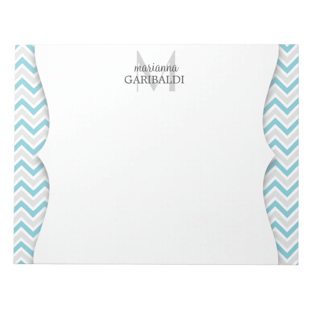Bloc-note Chevron bleu et moderne Personnalisé (Devant)