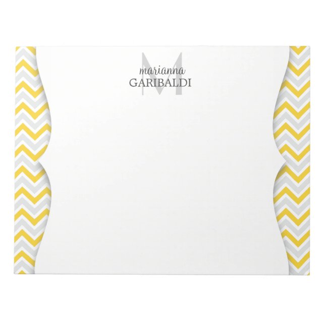 Bloc-note Chevron Jaune et moderne Personnalisé (Devant)