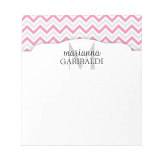 Bloc-note Chevron rose et moderne personnalisé