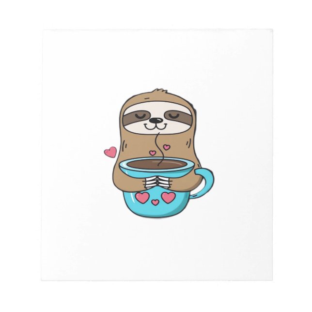 Bloc-note Chibi Paresseux Amoureux de Café � Mignon Kawaii P (Devant)