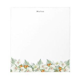 Bloc-note Chic Aquarelle Orchidées Blanches Kumquats Personn