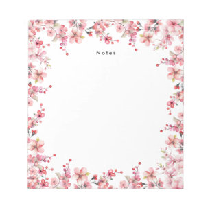 Bloc-note Chic Aquarelle Rouge Cerises Branches Garland