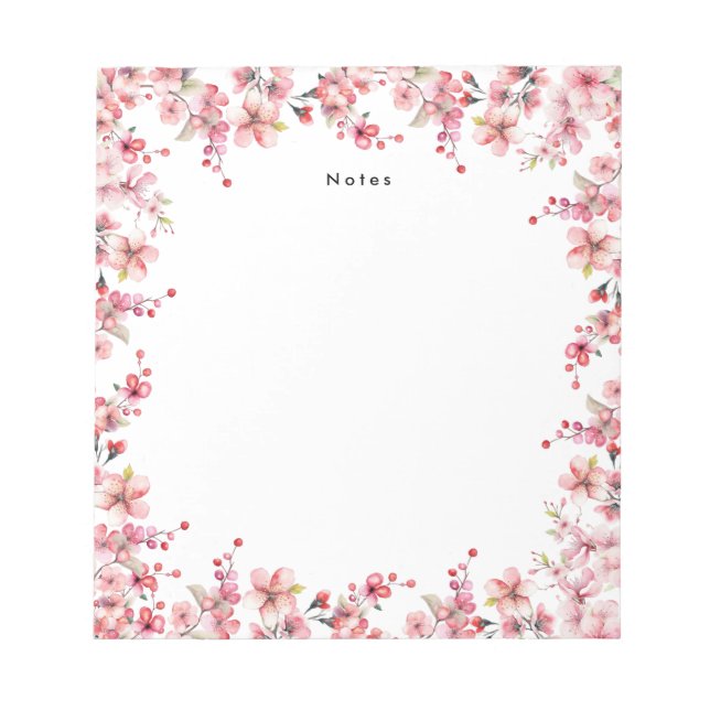 Bloc-note Chic Aquarelle Rouge Cerises Branches Garland (Devant)