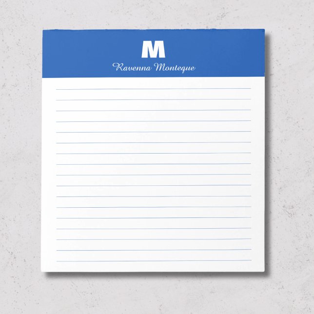 Bloc-note Chic Bleu Cobalt Papier Personnalisé avec Monogram (Créateur téléchargé)
