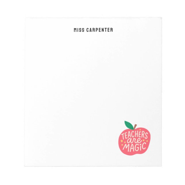 Bloc-note Chic Cute Apple Saying Personalized Teacher (Devant)